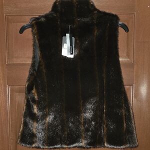 Faux Fur Vest in Black and Brown